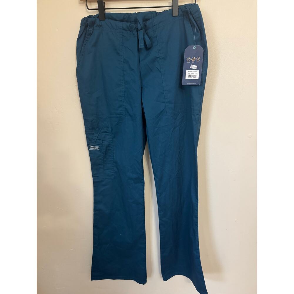 NWT Cherokee Workwear Core Stretch Scrub Pants XXS Teal Drawstring Medical 4044